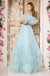 251P4090 Straight Neckline Sleeveless Tulle Ballgown