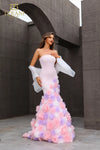 251P4091 Strapless Trumpet Baby Pink Long Prom Dress