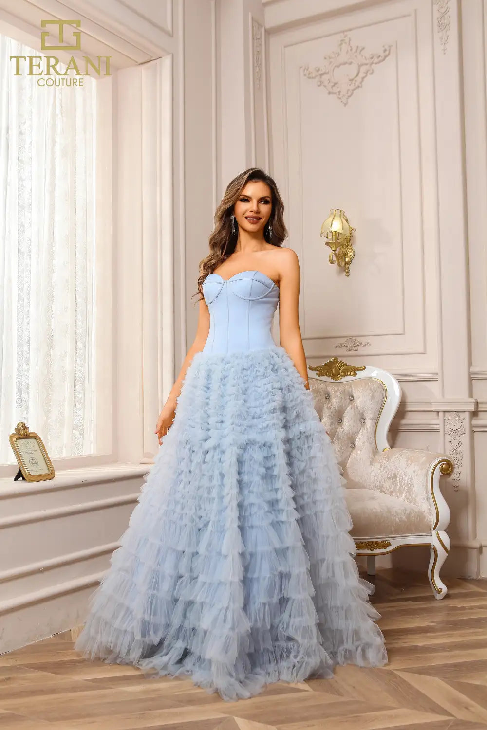 251P4092 Sleeveless TULLE Light Blue BALLGOWN PROM Dress 251P4092 Sleeveless TULLE Light Blue BALLGOWN PROM Dress