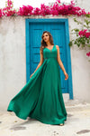 251P4113 V-Neck Sleeveless Satin A-Line Ballgown