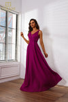 251P4113 V-Neck Sleeveless Satin A-Line Ballgown