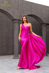 251P4123 Sleeveless Asymmetrical Fit and Flare Prom Dress