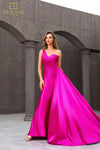 251P4123 Sleeveless Asymmetrical Fit and Flare Prom Dress