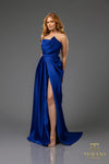 251P4131 Asymmetrical Matte Satin Long Prom Column Dress
