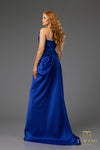 251P4131 Asymmetrical Matte Satin Long Prom Column Dress