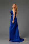 251P4131 Asymmetrical Matte Satin Long Prom Column Dress