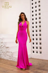 251P4139 Fit And Flare Halter Neck Sleeveless Long Prom Dress