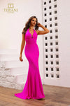 251P4139 Fit And Flare Halter Neck Sleeveless Long Prom Dress