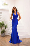 251P4139 Fit And Flare Halter Neck Sleeveless Long Prom Dress