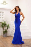 251P4139 Fit And Flare Halter Neck Sleeveless Long Prom Dress