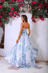 251P4142 Ivory Multi Sweetheart A-Line Strapless Dress