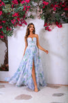 251P4142 Ivory Multi Sweetheart A-Line Strapless Dress
