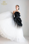 251P4270 Asymmetrical Strapless Tulle Ballgown Prom Dress