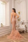 251P4303 Strapless Beaded Tulle Mermaid Prom Dress