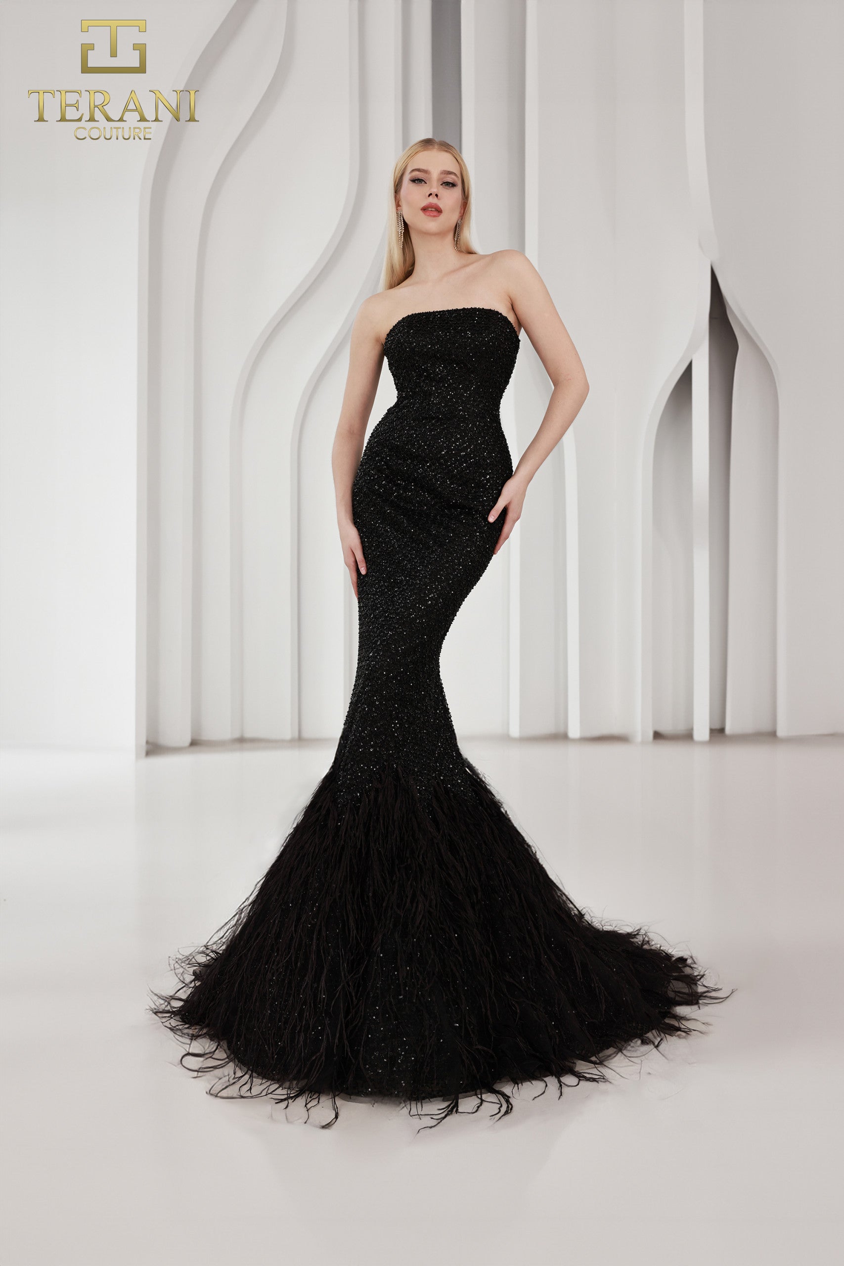 251P4303 Strapless Beaded Tulle Mermaid Prom Dress 251P4303 Strapless Beaded Tulle Mermaid Prom Dress