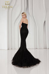 251P4303 Strapless Beaded Tulle Mermaid Prom Dress