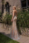 251P4366 Long Bodycon Beaded Tulle Prom Dress