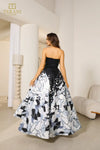 251P4373 Print Mikado Sleeveless Long  Ballgown Prom Dress