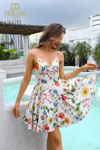251P4374 Strapless A-line Short Prom Dress