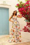 251P4375 Sweetheart Printed Satin A-Line Prom Dress