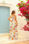 251P4375 Sweetheart Printed Satin A-Line Prom Dress
