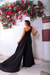 251P4530 Matte Satin Asymmetrical Side Slit Sleeveless Dress