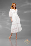 v neck full sleeves a line Cotton Dress - 251S4527