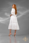 v neck full sleeves a line Cotton Dress - 251S4527