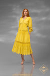 v neck full sleeves a line Cotton Dress - 251S4527
