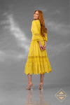v neck full sleeves a line Cotton Dress - 251S4527