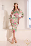Pink Collared Neck Full Sleeves Straight Dress - 251S4661