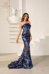 251E4225 Bodycon Sleeveless Embroidered Tulle Long Evening Dress