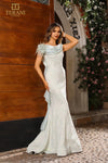 251E4256 Sleeveless Cowl Neck A-line Evening Dress