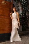 251E4265 Asymmetrical Sleeveless Trumpet Evening Dress