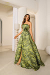 251E4269 Lava Jacuard Sleeveless High Slit Evening Ballgown