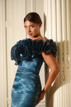 251E4289 Off The Shoulder Trumpet Blue Evening Dress