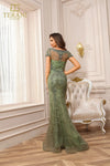 251GL4194 V-neck Trumpet Olive Lace Pageant Dress