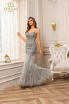 251GL4199 Trumpet Sleeveless Beaded Tulle Long Pageant Dress