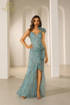 251GL4354 Trumpet Sleeveless Beaded Tulle Pageant Dress
