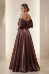 251M4044 A-line Off The Shoulder Front Slit Long Dress