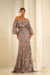 251M4414 Off-The-Shoulder Puff Sleeves Sheath Dress