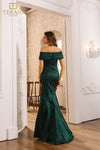 251M4437 Sleeveless Jacquard Off Shoulder Trumpet Dress