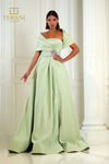 251M4441 Matte Satin A-line One Shoulder Long Dress