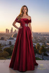 251M4441 Matte Satin A-line One Shoulder Long Dress