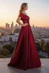 251M4441 Matte Satin A-line One Shoulder Long Dress
