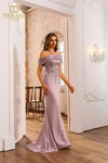 251M4443 Crepe Off Shoulder Sleeveless Trumpet Dress