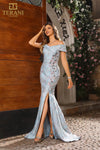 251M4454 Trumpet Off The Shoulder Jacquard Long Dress