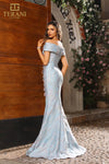 251M4454 Trumpet Off The Shoulder Jacquard Long Dress