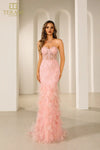 251P4002 Bodycon Strapless Embroidered Prom Dress