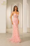 251P4002 Bodycon Strapless Embroidered Prom Dress